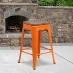 Flash Furniture CH-31320-24-OR-WD-GG, Restaurant Barstools