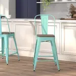 Flash Furniture ET-3534-24-MINT-WD-GG, Restaurant Barstools