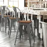 Flash Furniture XU-DG-TP001B-24-PL1T-GG, Restaurant Barstools