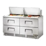 True Manufacturing TFP-64-24M-D-4-HC, Refrigerated Counter, Mega Top Sandwich / Salad Unit
